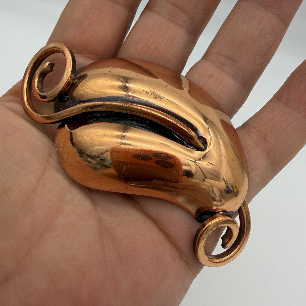 Vintage Matisse Style Copper Brooch Modernist Chunky Unsigned Statement